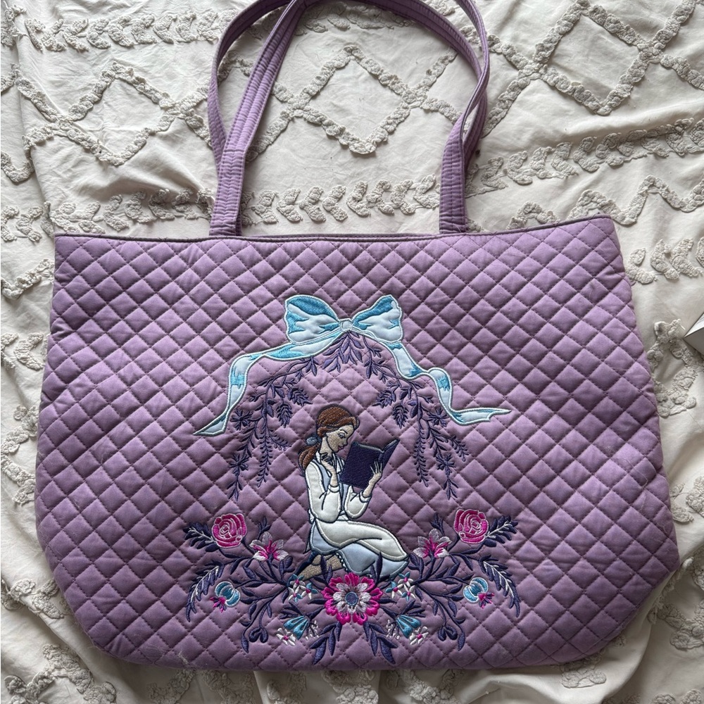 Vera Bradley Disney Beauty and the Beast Large Vera Tote in the "Literary Belle"